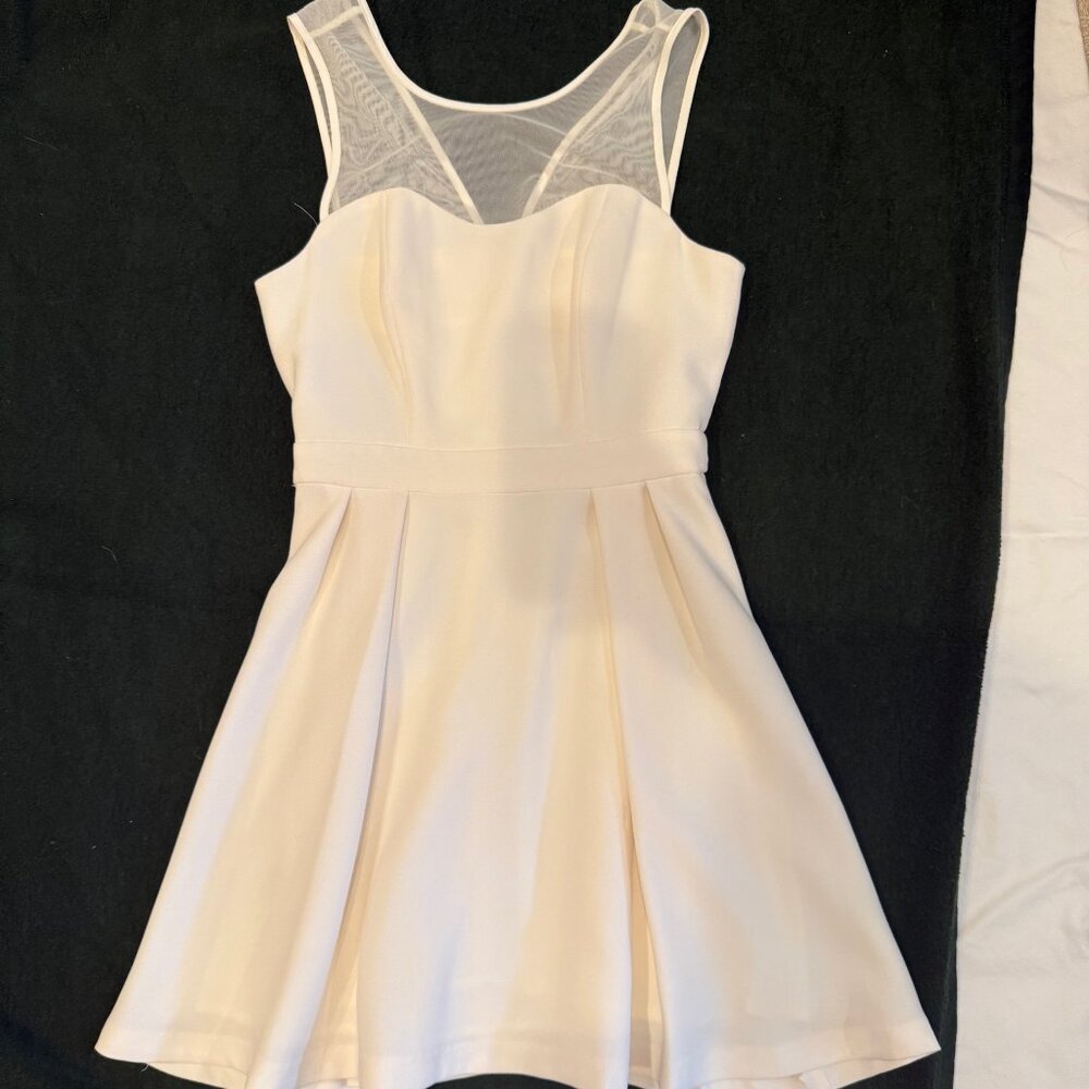 BCBGeneration Egg Shell Colored Dress with mesh high neck